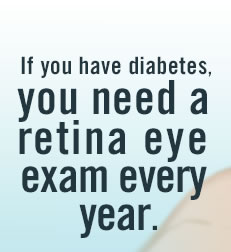 If you have diabetes, you need a retina eye exam every year.